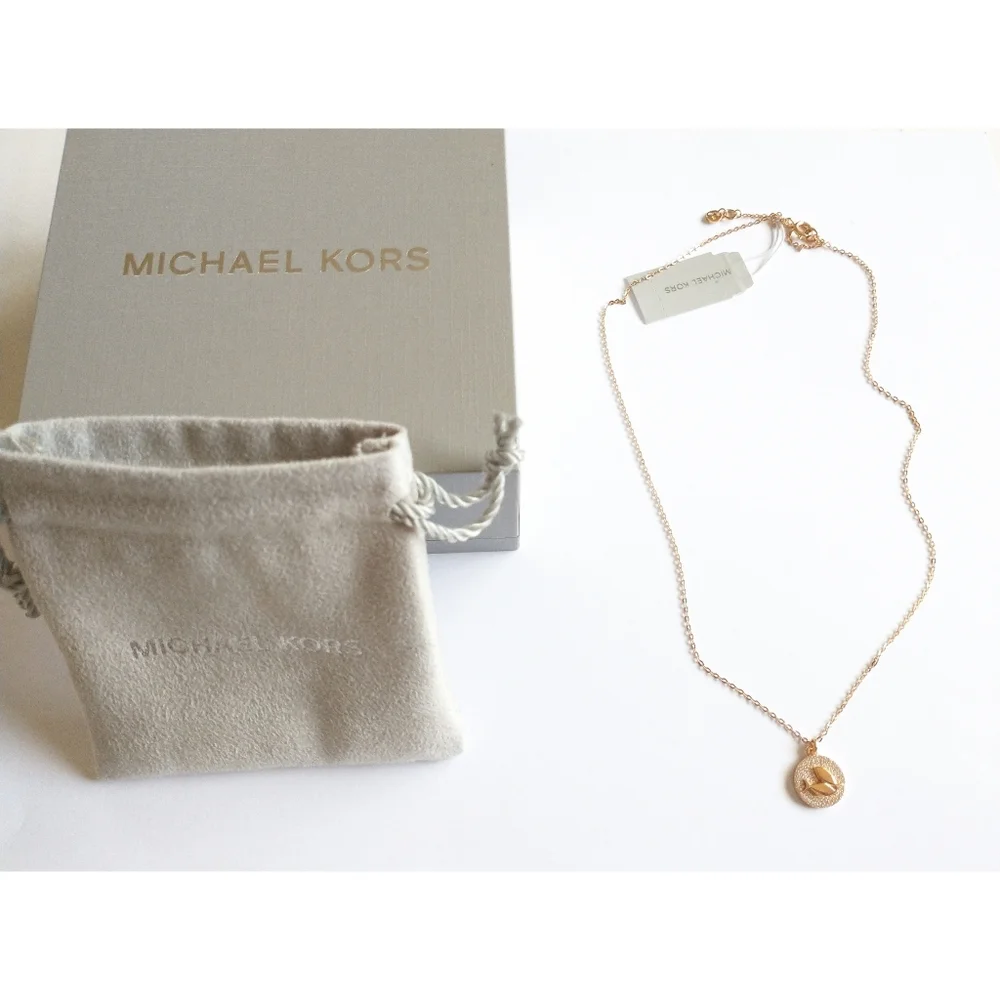 New! MICHAEL KORS Crystal Zodiac Pisces Gold-plated Sterling Silver Necklace NWB